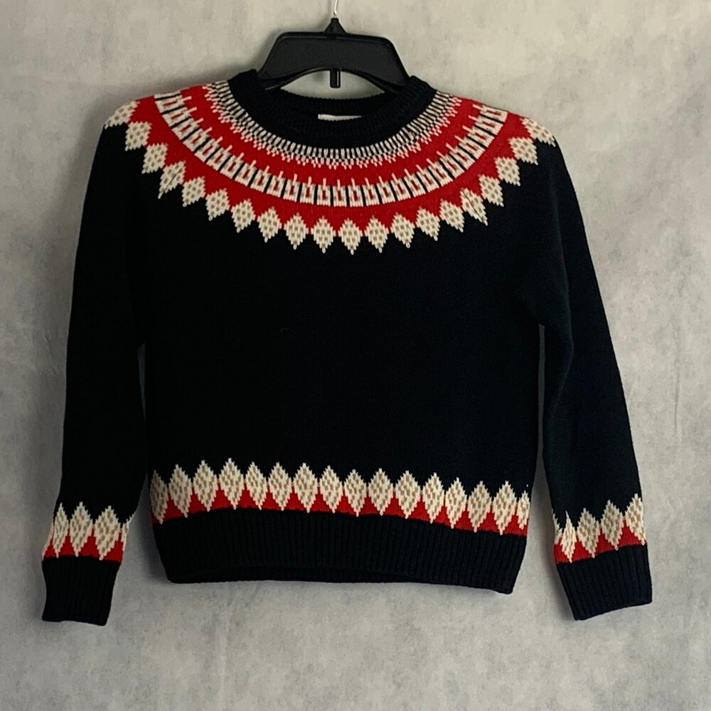 Charter Club Big Girls Fair Isle Mock Neck Holiday Sweater, Black Multi, Medium